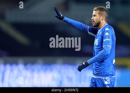 Andrea La Mantia vom FC Empoli zeigt während der Serie Ein Spiel zwischen dem FC Turin und dem FC Empoli im Stadio Olimpico am 2. Dezember 2021 in Turin, Italien. Stockfoto