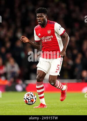 Datei-Foto vom 22-10-2021 von Arsenals Thomas Partey, der zweifelsohne Arsenal trotz der Niederlage am Donnerstag bei Manchester United auf Aufwärtstrend ist. Ausgabedatum: Freitag, 3. Dezember 2021. Stockfoto