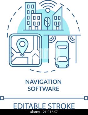 Blaues Konzeptsymbol der Navigationssoftware Stock Vektor