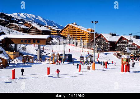 Savoie (73) Les Allues, Ski im Skigebiet Meribel, die 3 vallees Stockfoto