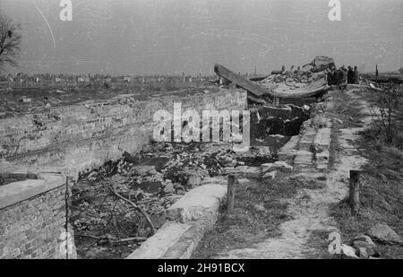 Oœwiêcim, 1947-04. Obóz konzentracyjny Auschwitz - Birkenau. kw PAP Dok³adny dzieñ wydarzenia nieustalony. Oswiecim, April 1947. Das Todeslager Auschwitz-Birkenau. kw PAP Stockfoto