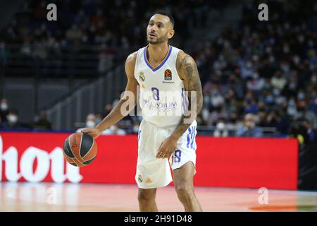 Adam Hanga von Real Madrid während des Euroleague-Basketballspiels von Turkish Airlines zwischen Real Madrid und Maccabi Playtika Tel Aviv am 2. Dezember 2021 im Wizink Center in Madrid, Spanien. Foto von Laurent Lairys/ABACAPRESS.COM Stockfoto