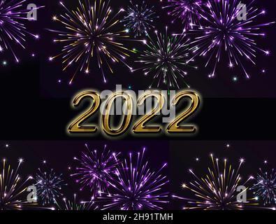 Neujahrsbilder, Gruß, Feuerwerk, Feiertage Stockfoto