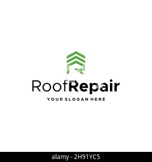 Flaches Anfangszeichen R RoofRepair Logo Stock Vektor