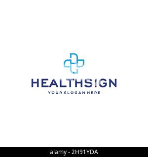 Minimalistisches HEALTHSIGN plus Medical Logo-Design Stock Vektor