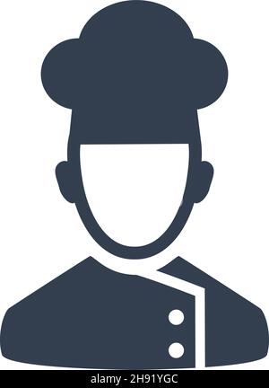 Avatar Chef Koch Monochrom Ikone Linie Kunst Stock Vektor