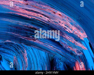Blaue und rosa Kunst, kreative abstrakte Hand bemalten Hintergrund, Acryl-Pinselstrich. Moderne Kunst. Zeitgenössische Kunst Stockfoto