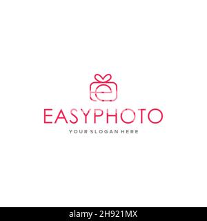 Flaches Buchstabenzeichen Initial e EASYPHOTO Logo Design Stock Vektor