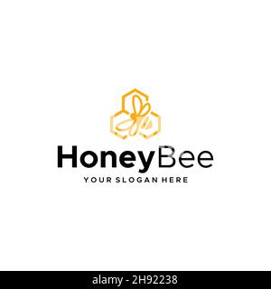 Minimalistisches Honigbienen-Bienenstock-Tierlogo-Design Stock Vektor