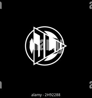 JL Monogram-Logo-Buchstabe mit Dreieck-Spielform und kreisrundem Stil auf isoliertem Hintergrund. Dreieck Kreis Monogramm Logo, Dreieck spielen Taste Stock Vektor