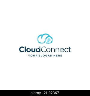 Minimalistisches, einfaches Cloud Connect-Logo-Design Stock Vektor