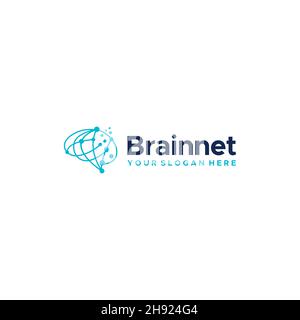 Minimalistisches Brainnet Circuit Tech Mind Logo Design Stock Vektor