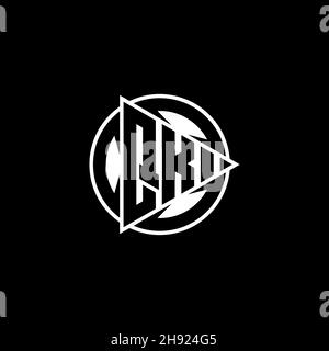 QK Monogram Logo-Buchstabe mit Dreieck-Spielform und kreisrundem Stil auf isoliertem Hintergrund. Dreieck Kreis Monogramm Logo, Dreieck spielen Taste Stock Vektor