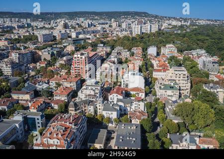 Luftbild von Varna Stadt und Badeort im Golf von Varna, Nordbulgarien Region Stockfoto