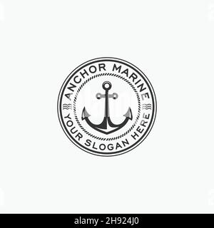 Minimalistisches ANKERLOGO IM MARINEN Design mit scharfem Ankerplatz Stock Vektor