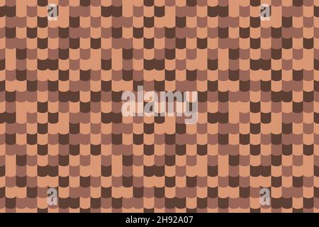 Dachziegel Textur nahtloses Muster für Haus oder zu Hause. Abstraktes Architektur-Hintergrunddesign. Abdeckung aus Keramik-Außenmaterial für die Dacheindeckung. Stock Vektor