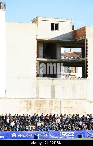 Malaga, Spanien. 02nd Dez 2021. Velez CF Fans gesehen während des Copa del Rey Spiels zwischen Vélez CF und UD Las Palmas im Estadio Vivar Téllez.Endstand; Velez CF 2:3 UD Las Palmas. Kredit: SOPA Images Limited/Alamy Live Nachrichten Stockfoto