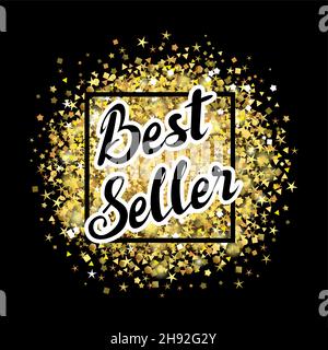 Dekoratives Webbanner für Bestseller. Verkauf Werbung kreatives Konzept. Isolierte abstrakte Grafik-Design-Vorlage. Glitzerndes, glänzendes bg. weihnachtsferien Stock Vektor