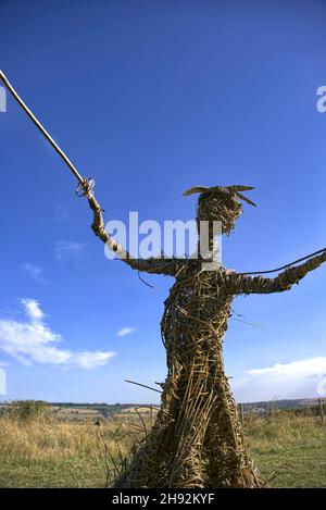 Wicker man bei den Rollright Stones, Little Compton, Oxfordshire, Großbritannien Stockfoto