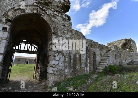 Hauptgewölbtes Eingangstor der Burg Methoni eine mittelalterliche Festung in der Hafenstadt Methoni, Messinia Peloponnes, Griechenland. Stockfoto