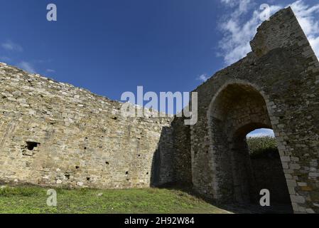 Hauptgewölbtes Eingangstor der Burg Methoni eine mittelalterliche Festung in der Hafenstadt Methoni, Messinia Peloponnes, Griechenland. Stockfoto