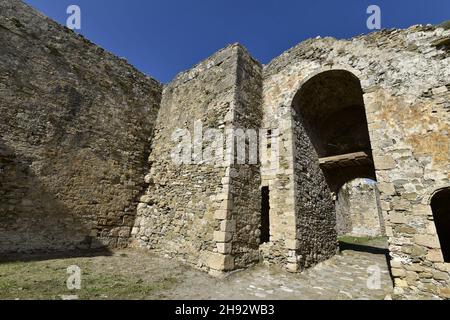 Hauptgewölbtes Eingangstor der Burg Methoni eine mittelalterliche Festung in der Hafenstadt Methoni, Messinia Peloponnes, Griechenland. Stockfoto