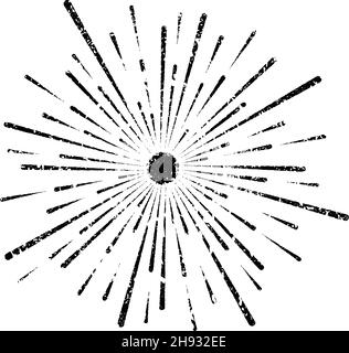 Radiale Grunge-Geschwindigkeitslinien in runder Form. Sternstrahlen. Vintage Design Element für Drucke, Web, Vorlage, Logo, Tattoo und Muster. Sternschnuppe Stock Vektor