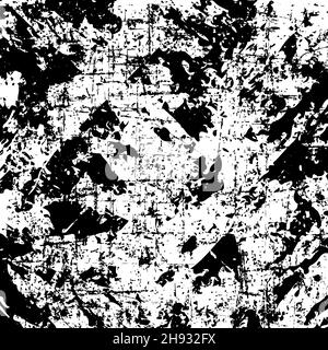 Schräge schwarze Grunge Hintergrund. Distress Textur von Flecken, Flecken, Tinte, Punkten, Kratzern. Design-Element für Muster, grungy-Effekt, Vorlage Stock Vektor