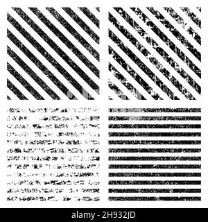 Set aus schwarzen Grunge-Streifen. Distress Textur von Flecken, Flecken, Tinte, Punkten, Kratzern. Design-Element für Muster, grungy-Effekt, Vorlage, Hintergrund Stock Vektor