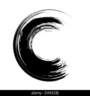 Halbkreis-Pinselstrich. Grunge Design-Element. Buchstabe C-Logo. Vektorgrafik. Für einen grungigen Effekt. Isoliert. Distress-Textur. Pinselstriche Stock Vektor
