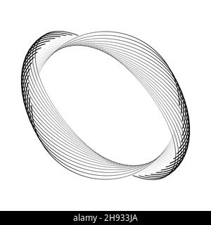 Schwarze konzentrische Ellipsen in abstrakter Form. Vektorgrafik. Trendiges Design-Element für Rahmen, rundes Technologie-Logo, Schild, Symbol, Web, Ausdrucke Stock Vektor