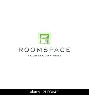 Minimalistisches ROOMSPACE Real Estate Logo-Design Stock Vektor
