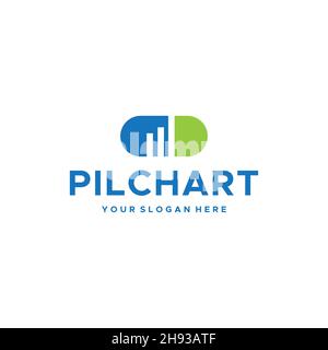 Minimalistisches PILCHART Capsule Medicine Logo Design Stock Vektor