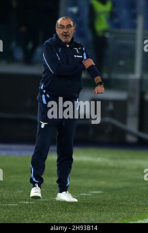 Rom, Italien. 02nd Dez 2021. Trainer Maurizio Sarri (Lazio) während der Serie Ein Spiel zwischen SS Lazio gegen Udinese Calcio im Stadio Olimpico am 2. Dezember 2021 in Rom, Italien. (Foto von Giuseppe Fama/Pacific Press/Sipa USA) Quelle: SIPA USA/Alamy Live News Stockfoto