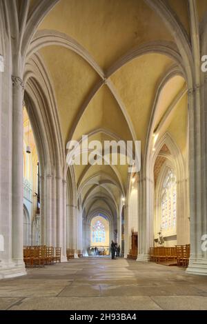 Innenraum der Kathedrale Saint-Corentin, Stadt Quimper, Handelsverträge des Finistere, Bretagne, Frankreich Stockfoto