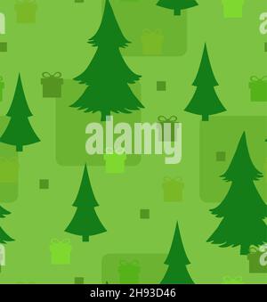 Weihnachtsgeschenk Waldgrün, nahtlos wiederholende Textur Muster, Vektor-Illustration, quadratischen Hintergrund Stock Vektor
