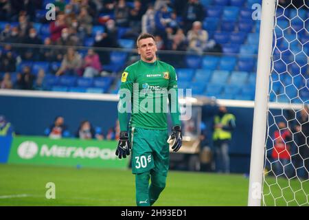 Sankt Petersburg, Russland. 03rd Dez 2021. Sergej Pesjakow (Nr.30) von Rostov, gesehen während des Fußballspiels der russischen Premier League zwischen Zenit Sankt Petersburg und Rostov in der Gazprom Arena. Endergebnis: Zenit 2:2 Rostov. Kredit: SOPA Images Limited/Alamy Live Nachrichten Stockfoto