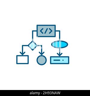 Symbol für Maschine und Programmieralgorithmus. Pixel perfekt, editierbare Kontur farbenfrohes Symbol Stock Vektor