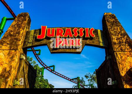 Jurassic Park, The Lost World in den Universal Studios Singapore. Stockfoto