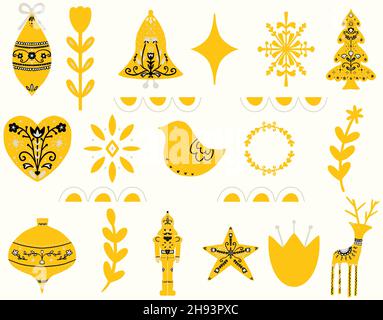 Festliche weihnachten skandinavische Clipart Elements Kollektion Stock Vektor