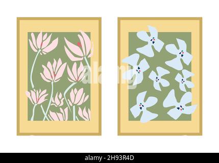 Speichern Sie die Termineinladung mit Blumen- und Handschriftzug Stock Vektor