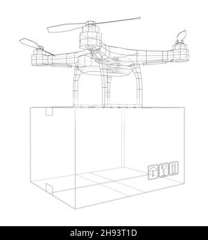 Beschreibung des Konzepts der Lieferdrohne Stockfoto