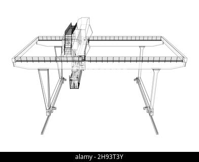 Umriss des Portalbehälters auf der Schiene Stockfoto