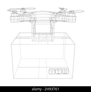 Beschreibung des Konzepts der Lieferdrohne Stockfoto