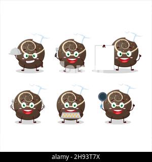 Cartoon-Charakter der Trüffel Schokolade Süßigkeiten mit verschiedenen Chef Emoticons. Vektorgrafik Stock Vektor