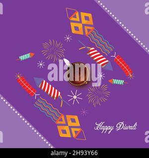 Happy Diwali Vektor Hintergrund mit Crackern Stock Vektor