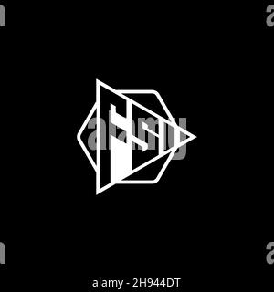 FS Monogram-Logo-Buchstabe mit dreieckiger Play-Button-Form sechseckig abgerundet. Dreieck Kreis Monogramm Logo, Dreieck Schild Logo Buchstabe. Stock Vektor