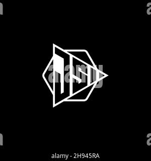 JS Monogram-Logo-Buchstabe mit dreieckiger Play-Button-Form sechseckig abgerundet. Dreieck Kreis Monogramm Logo, Dreieck Schild Logo Buchstabe. Stock Vektor