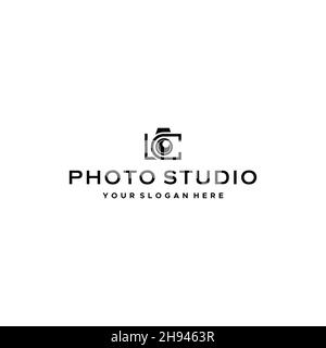 Minimalistisches FOTO STUDIO Objektiv Kamera Logo Design Stock Vektor