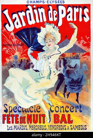 Jardin de Paris, Spektakelkonzert, Fete de Nuit Bal, - c 1890 - Posterkunst von Jules Chéret (1836-1932). Französisch. Stockfoto